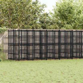 Dog Kennel Black Powder-coated steel Extra Large Durable (Color: Black)