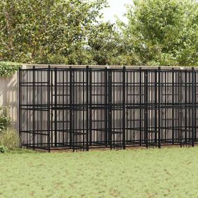 Dog Kennel Black Powder-coated steel Large Durable Dog Kennel (Color: Black)